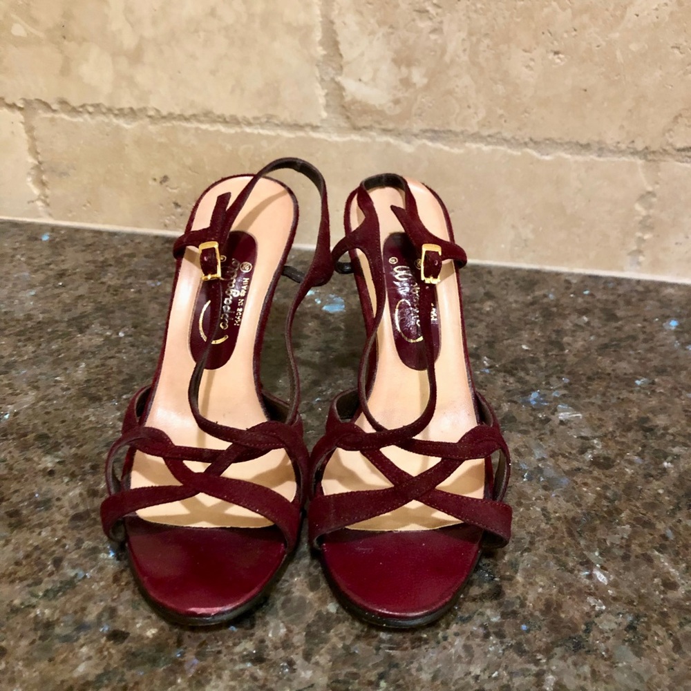 Vintage Pappagallo Maroon Strappy Heel - Picture 1 of 6